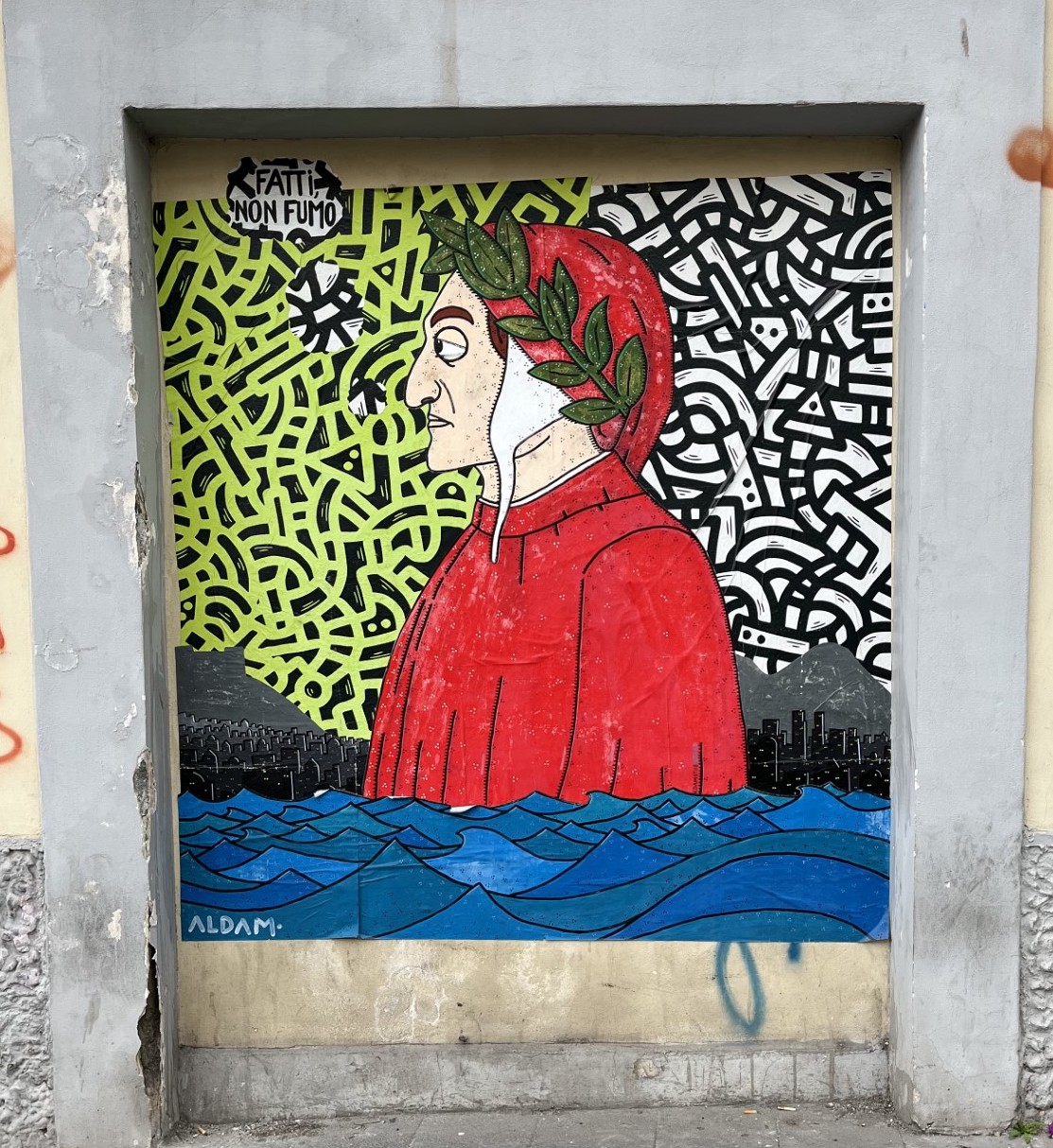 Graffiti Portrait of Dante in Naples