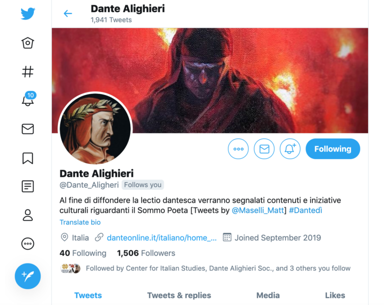 @Dante_Alighieri Twitter Profile