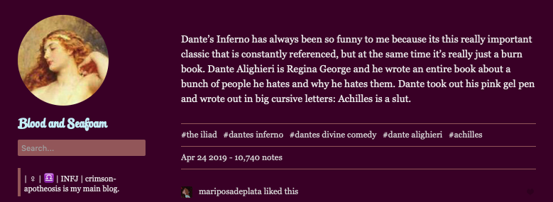 @aphrodarling on Dante as a Mean Girl (2019)
