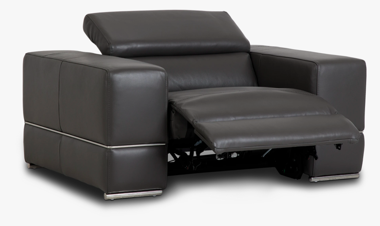 City Furniture, “Dante” Gray Leather Power Recliner (2020)