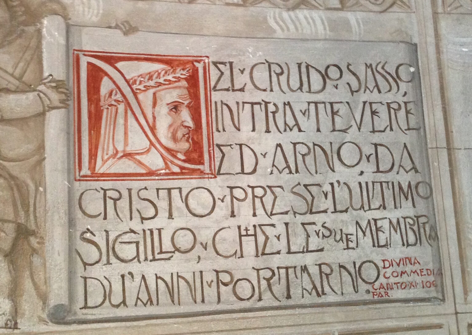 Vittorio Tranini, Fresco of Dante (1952)