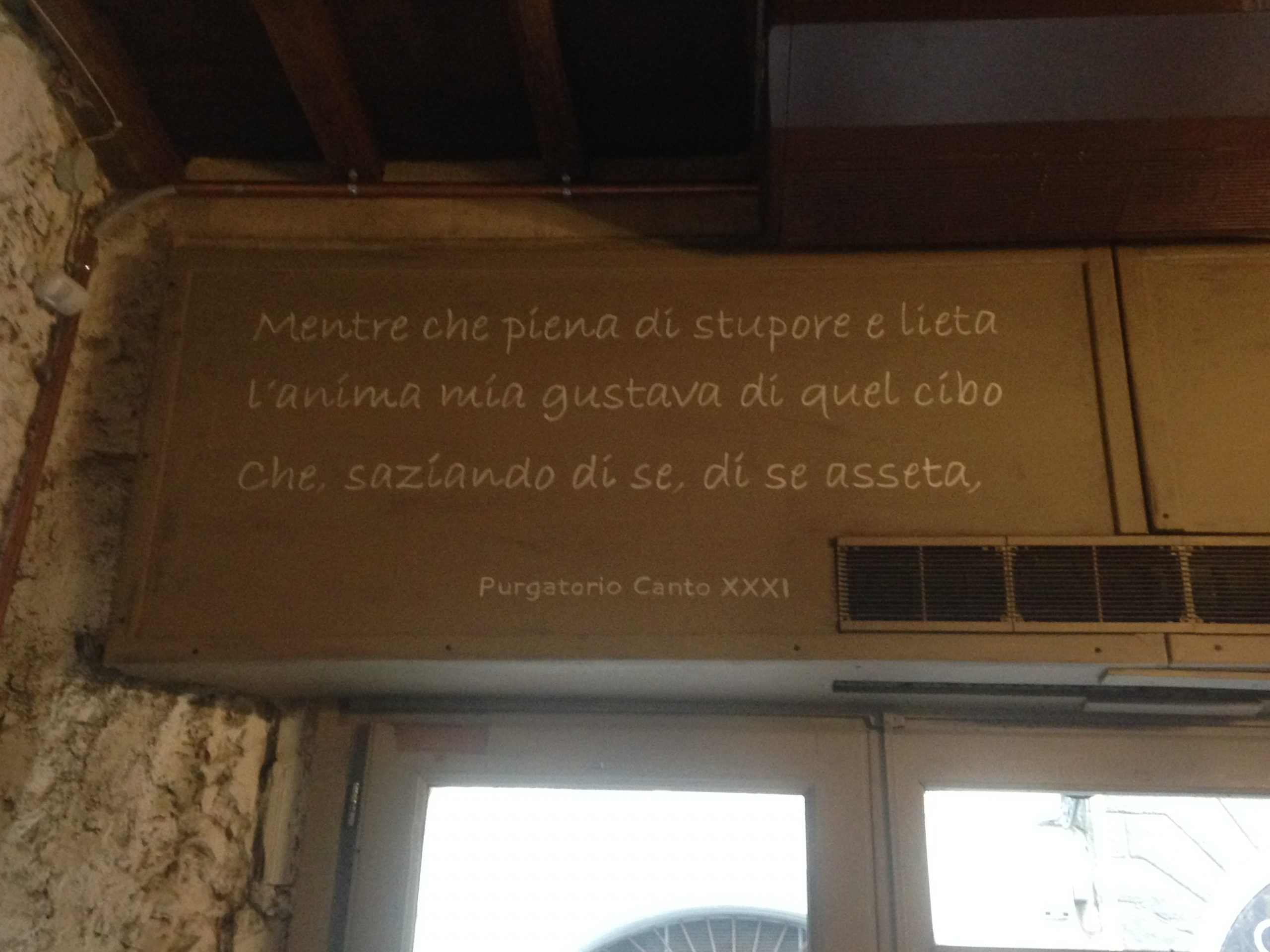 Purgatorio 31 quote, Pizzeria Drago Verde in Florence (2019)