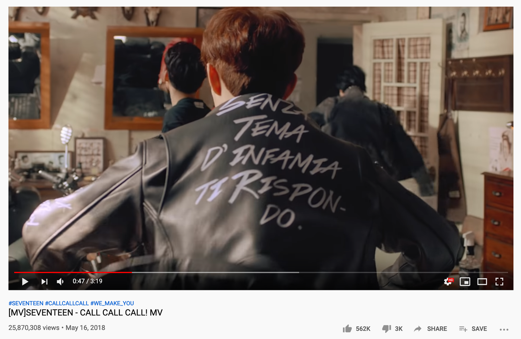 SEVENTEEN, Music Video for “Call Call Call!” (2018)