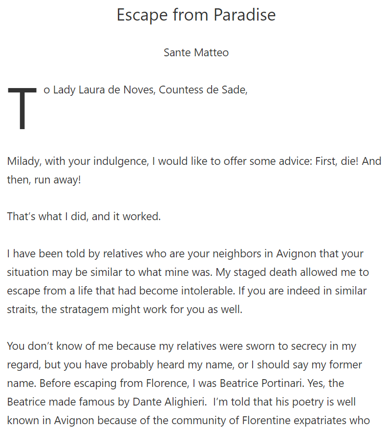 Sante Matteo, “Escape from Paradise,” Twelve Winters Journal (2021)
