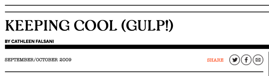 Cathleen Falsani, “Keeping Cool (Gulp!)” (2009)