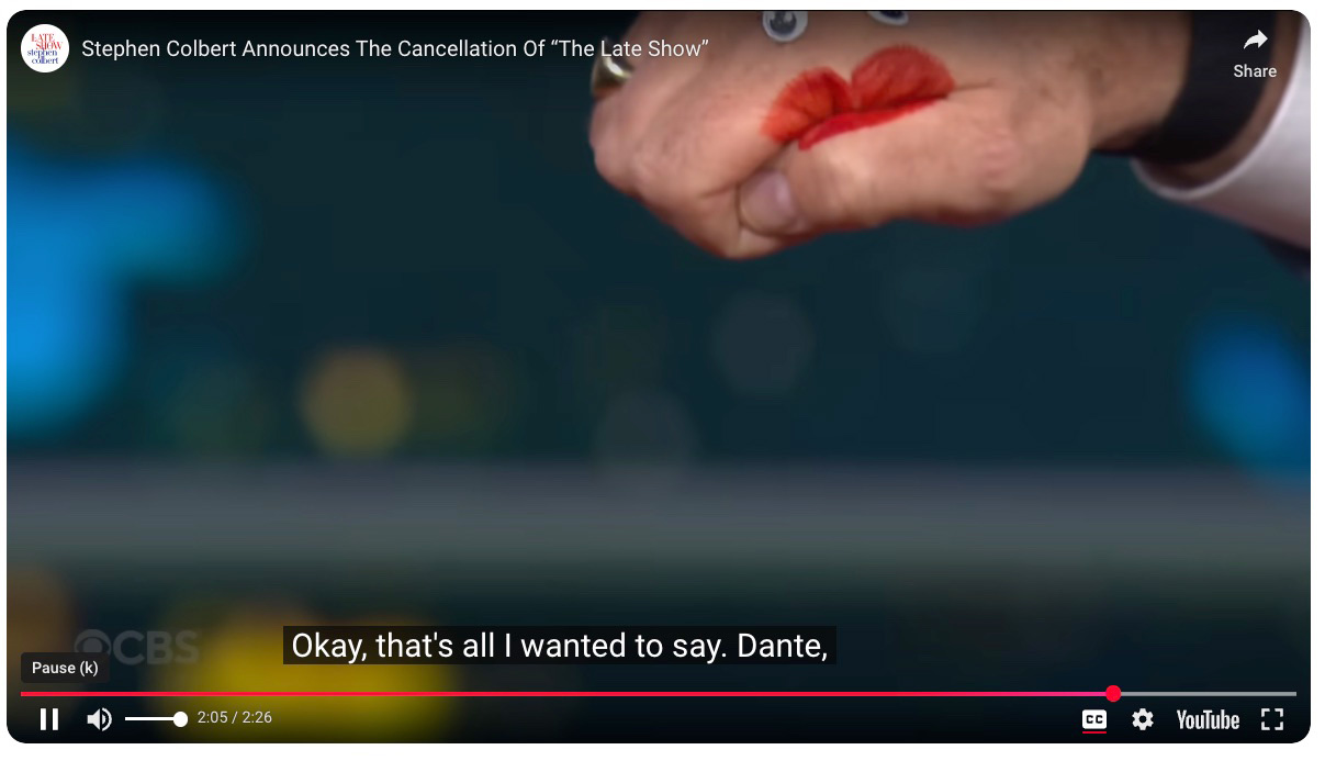 Dante inThe Late Show with Stephen Colbert?