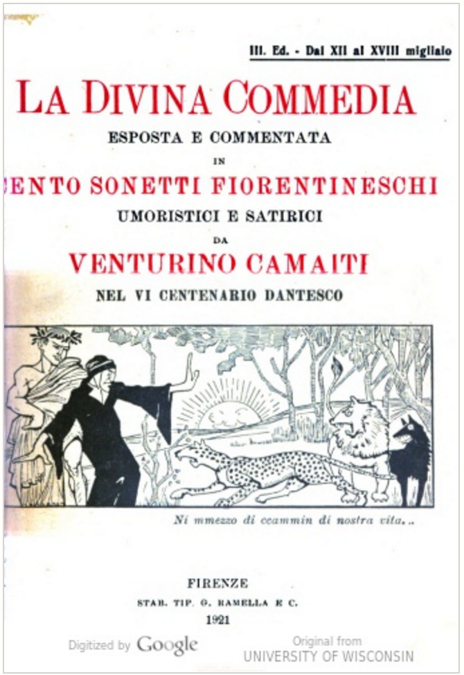 Venturino Camaiti, La Divina Commedia in cento sonnetti fiorentineschi (1921)