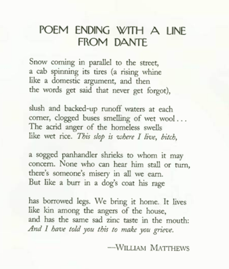 William Matthews, “Grief” (1993)